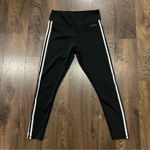 Adidas Women's Black Leggings with White Stripes